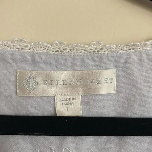 ✅Eileen West 100% Cotton Soft Periwinkle/Lavender Long Sleeve Pajama Gown Dress - Picture 7 of 9